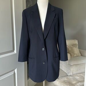 Vince Wool Blend Stretch 3/4 Sleeve Suit Jacket Blazer Navy Lined sz 10
